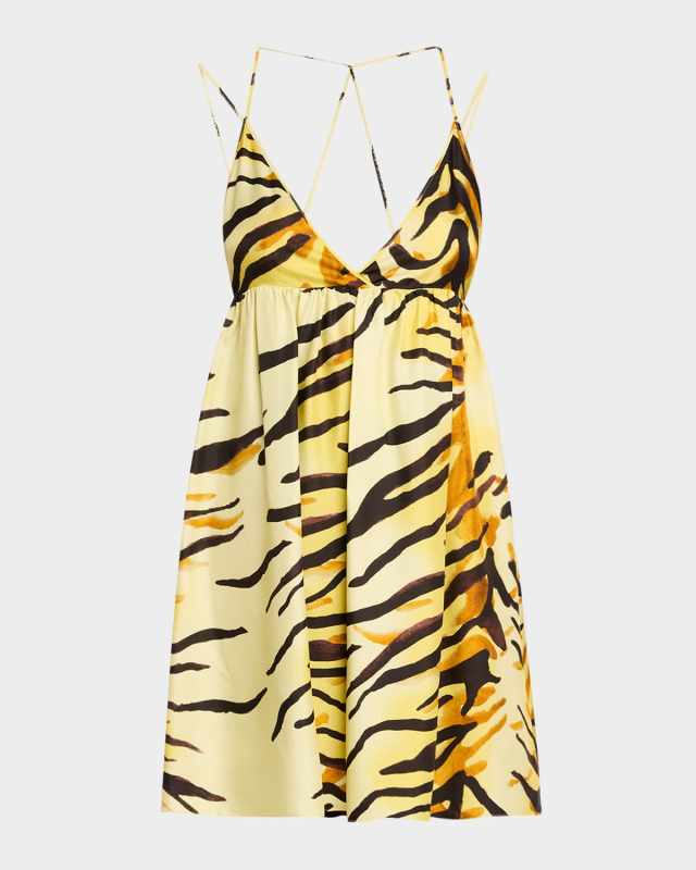 Ceil Printed Silk Mini Dress